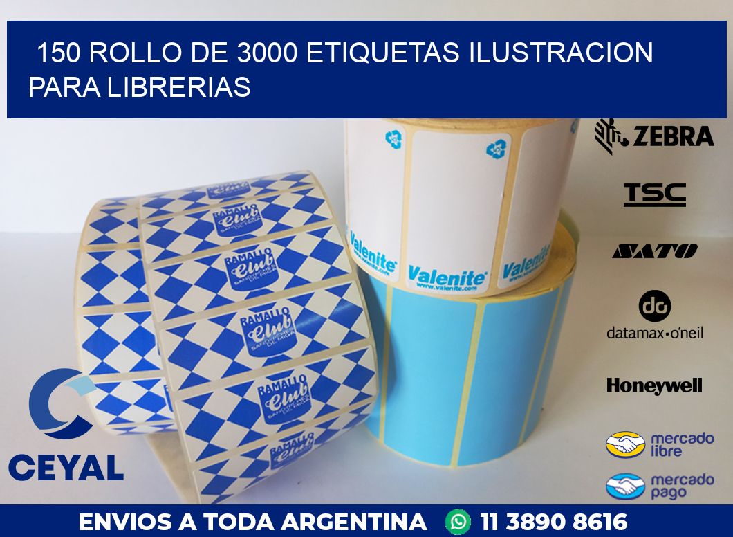 150 ROLLO DE 3000 ETIQUETAS ILUSTRACION PARA LIBRERIAS