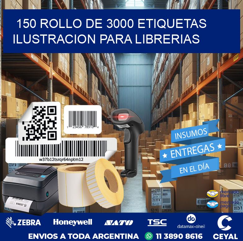 150 ROLLO DE 3000 ETIQUETAS ILUSTRACION PARA LIBRERIAS