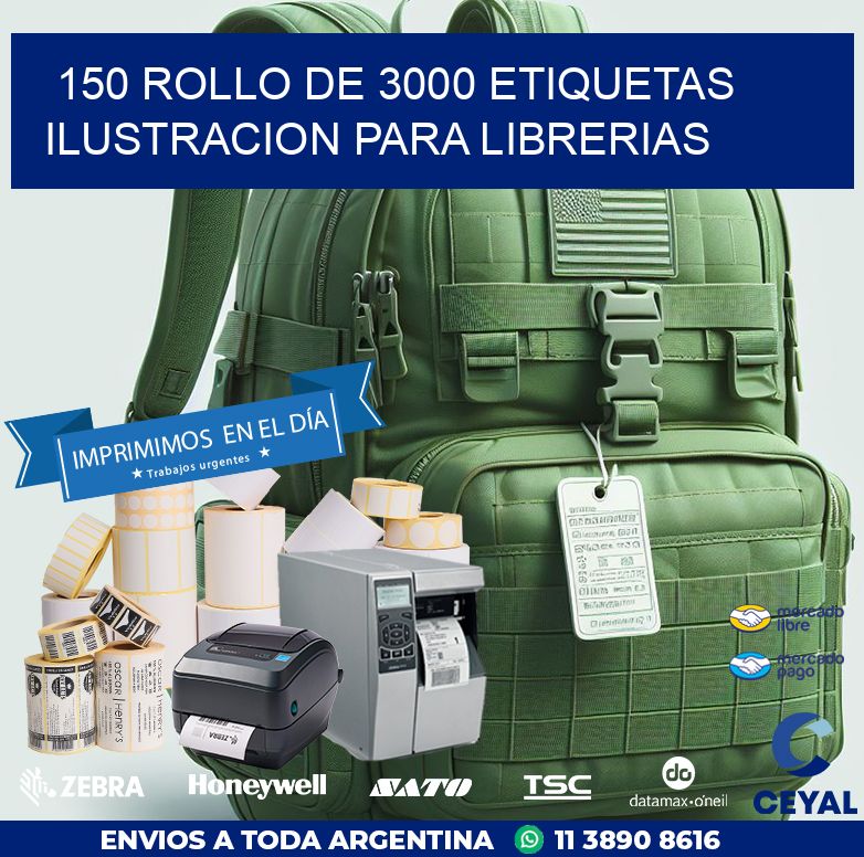 150 ROLLO DE 3000 ETIQUETAS ILUSTRACION PARA LIBRERIAS