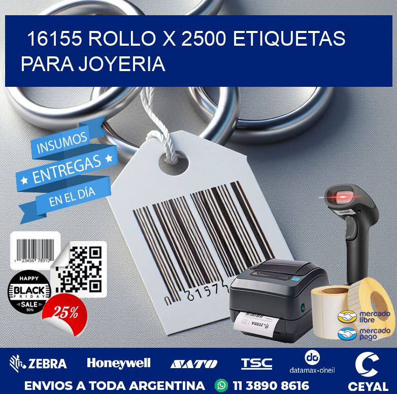 16155 ROLLO X 2500 ETIQUETAS PARA JOYERIA