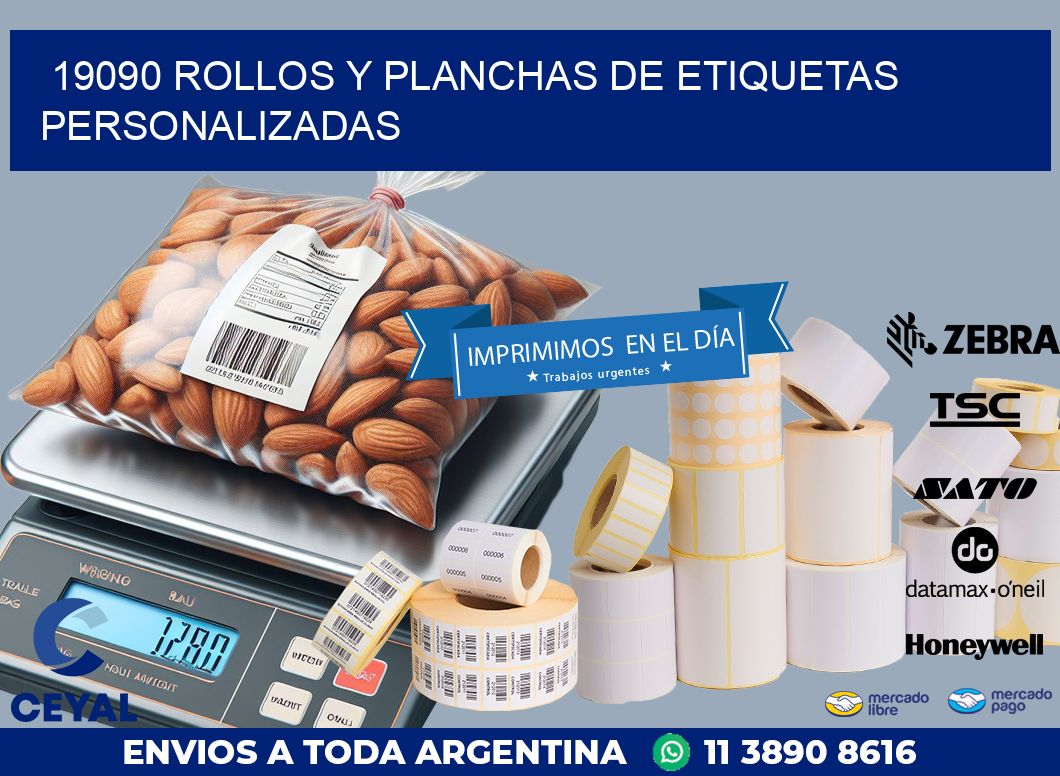 19090 ROLLOS Y PLANCHAS DE ETIQUETAS PERSONALIZADAS