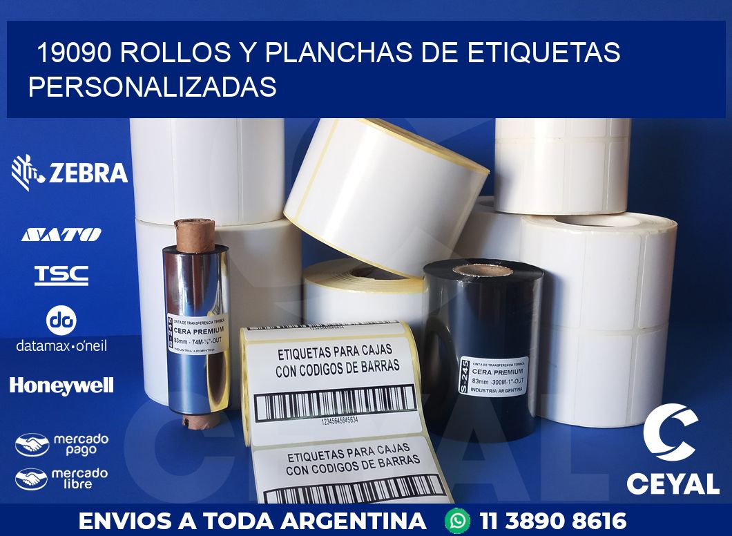 19090 ROLLOS Y PLANCHAS DE ETIQUETAS PERSONALIZADAS