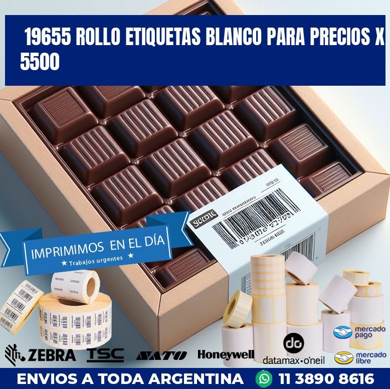 19655 ROLLO ETIQUETAS BLANCO PARA PRECIOS X 5500