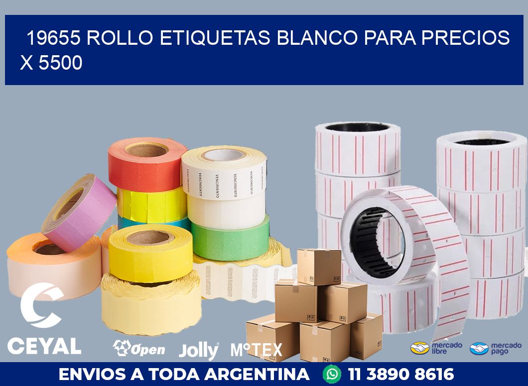 19655 ROLLO ETIQUETAS BLANCO PARA PRECIOS X 5500