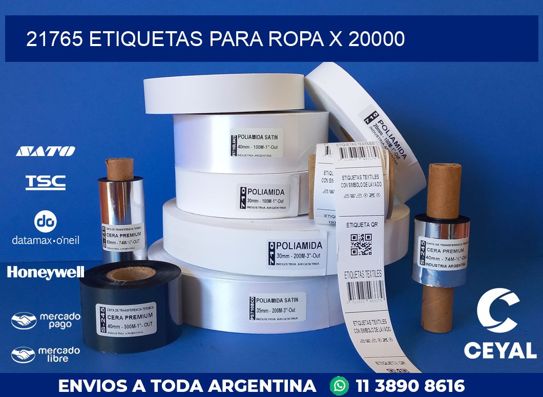 21765 ETIQUETAS PARA ROPA X 20000