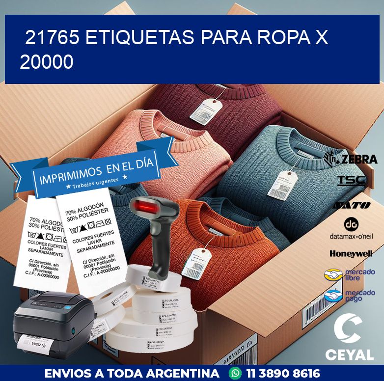 21765 ETIQUETAS PARA ROPA X 20000