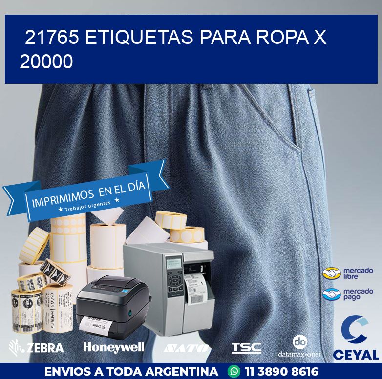 21765 ETIQUETAS PARA ROPA X 20000
