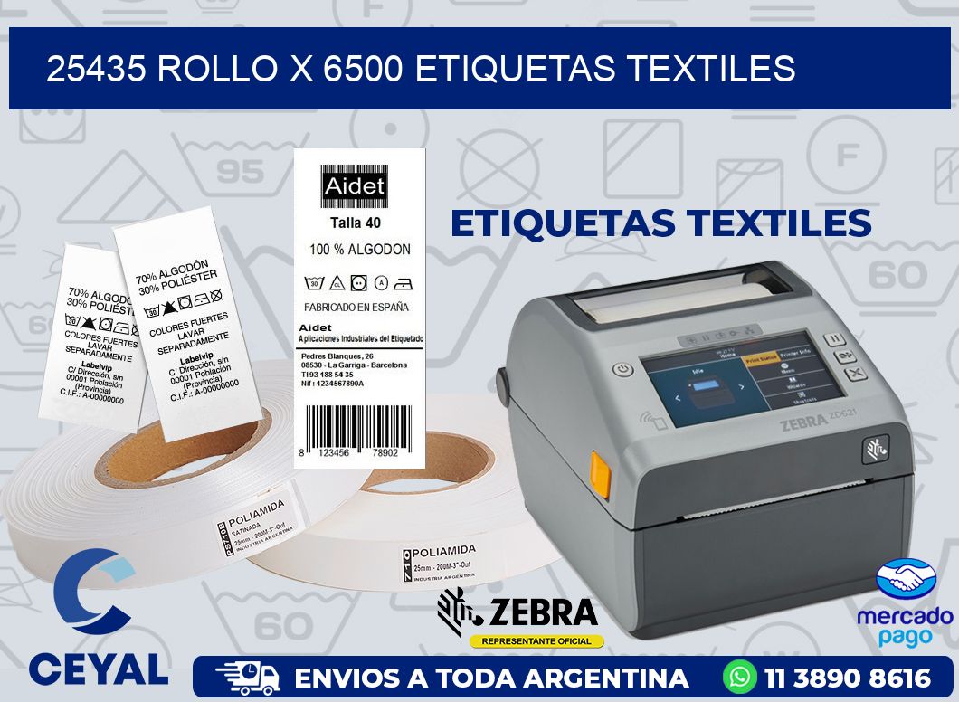 25435 ROLLO X 6500 ETIQUETAS TEXTILES