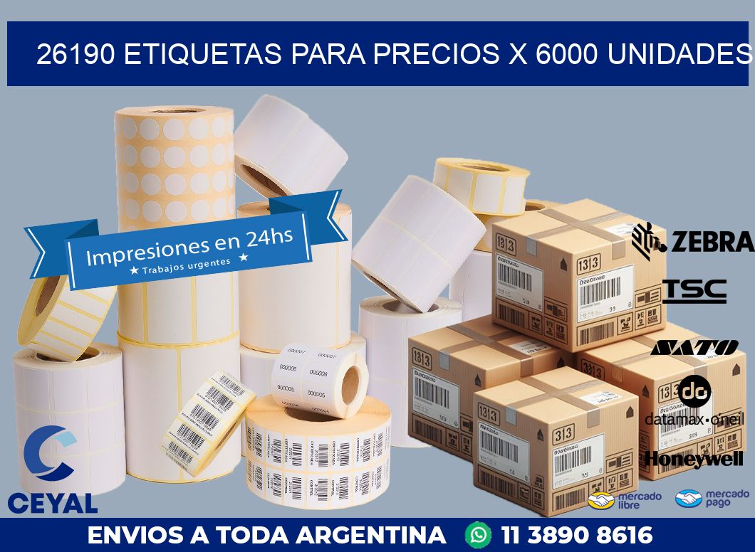 26190 ETIQUETAS PARA PRECIOS X 6000 UNIDADES