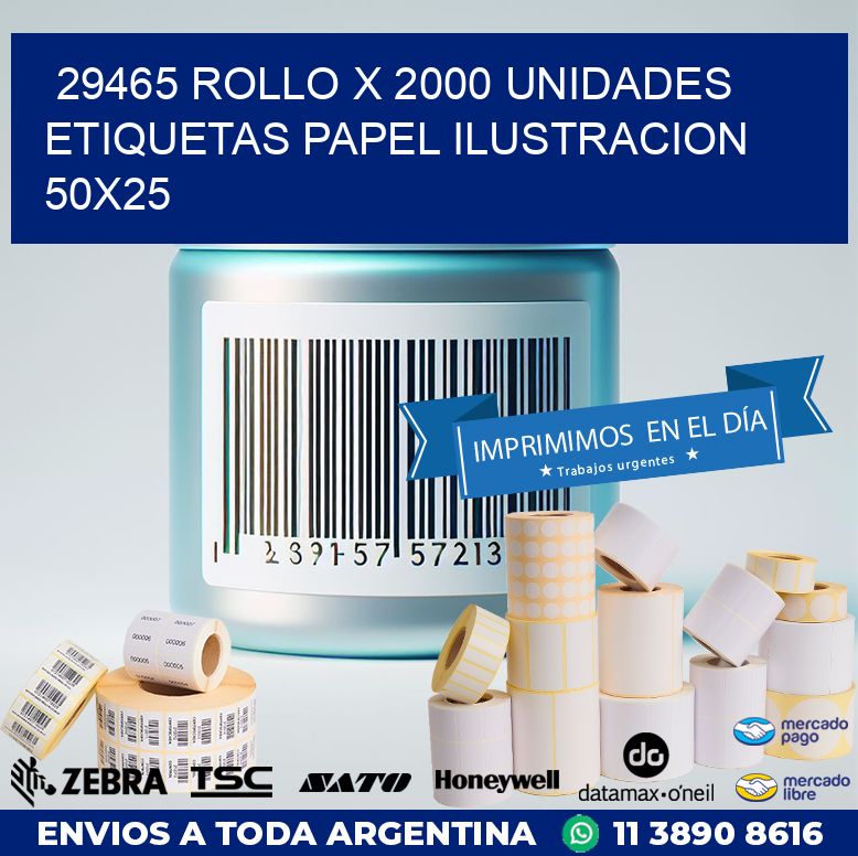29465 ROLLO X 2000 UNIDADES ETIQUETAS PAPEL ILUSTRACION 50X25
