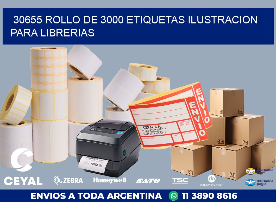30655 ROLLO DE 3000 ETIQUETAS ILUSTRACION PARA LIBRERIAS