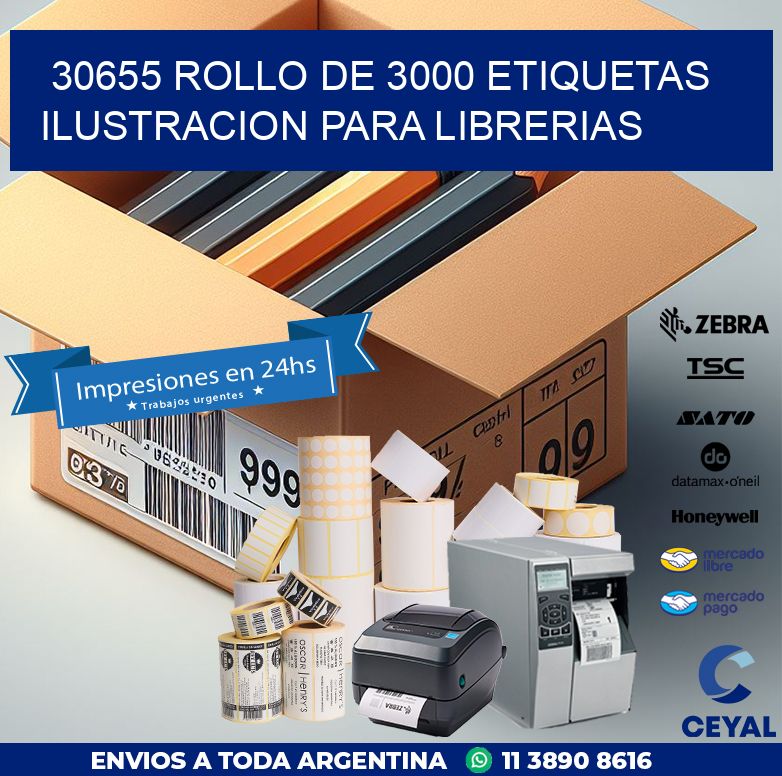 30655 ROLLO DE 3000 ETIQUETAS ILUSTRACION PARA LIBRERIAS