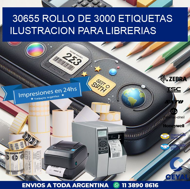 30655 ROLLO DE 3000 ETIQUETAS ILUSTRACION PARA LIBRERIAS