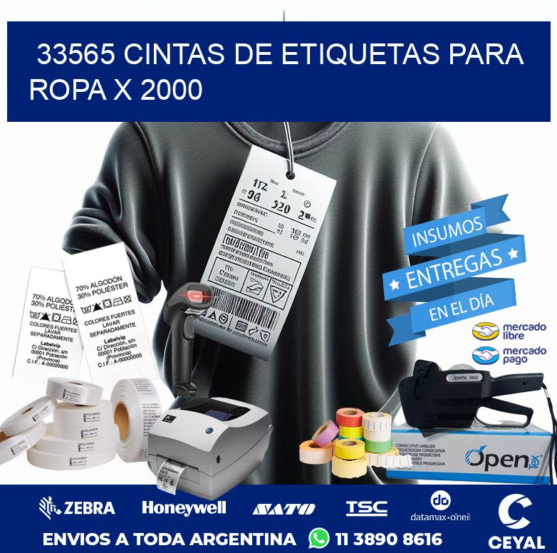 33565 CINTAS DE ETIQUETAS PARA ROPA X 2000