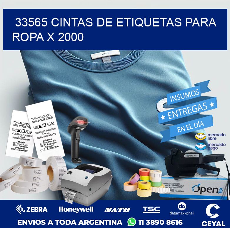 33565 CINTAS DE ETIQUETAS PARA ROPA X 2000