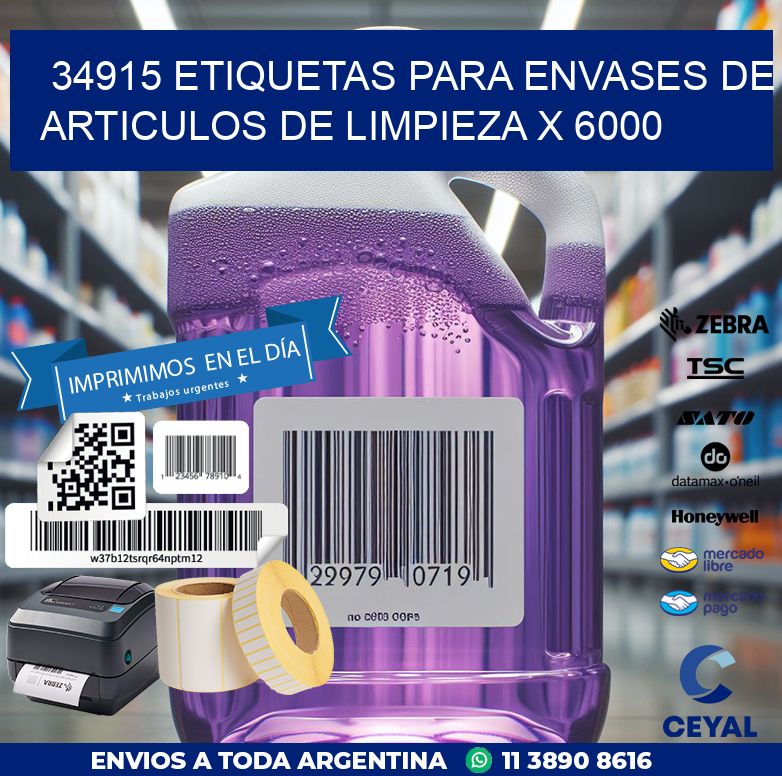 34915 ETIQUETAS PARA ENVASES DE ARTICULOS DE LIMPIEZA X 6000