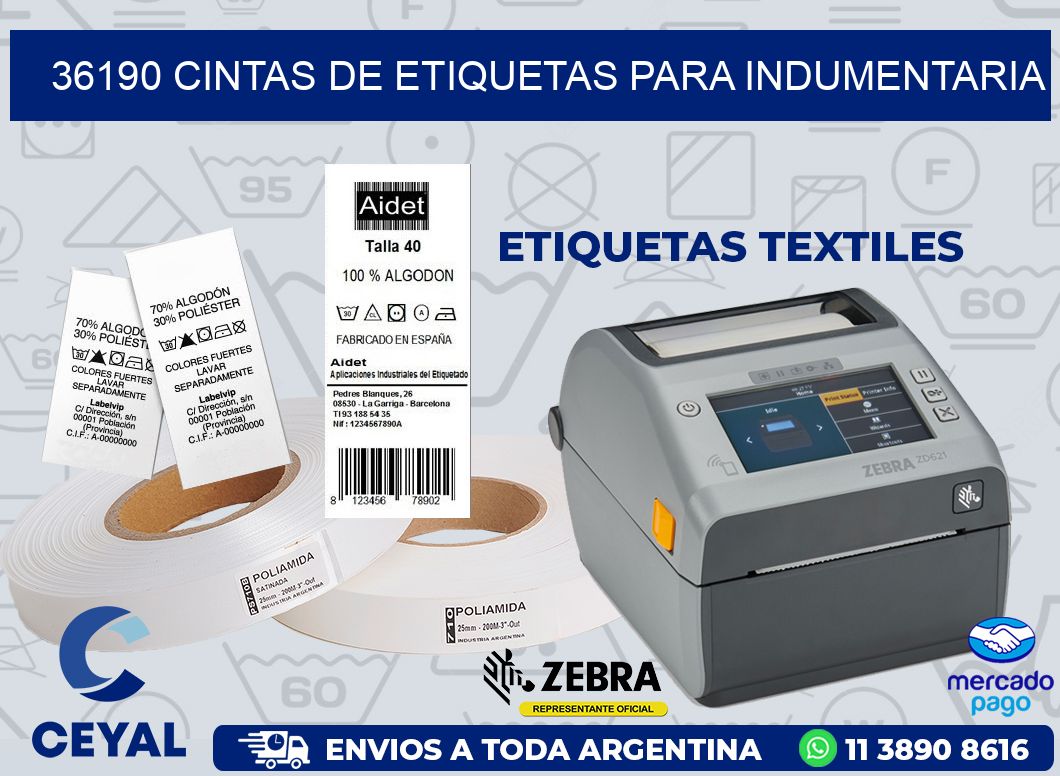 36190 CINTAS DE ETIQUETAS PARA INDUMENTARIA