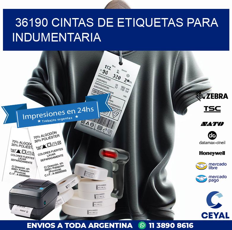 36190 CINTAS DE ETIQUETAS PARA INDUMENTARIA
