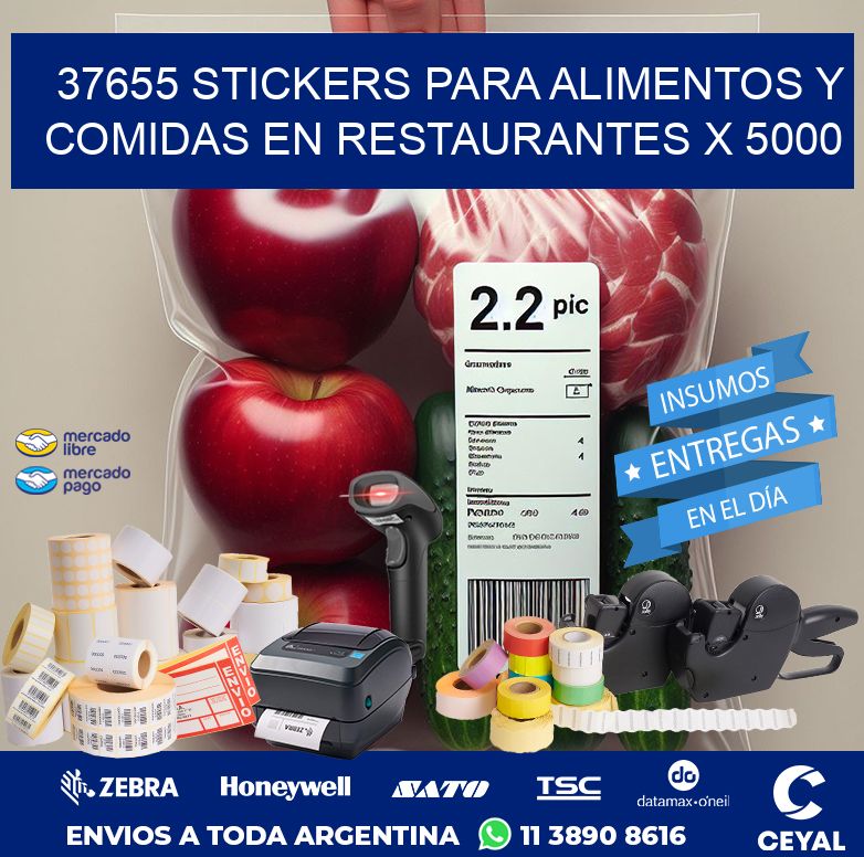 37655 STICKERS PARA ALIMENTOS Y COMIDAS EN RESTAURANTES X 5000