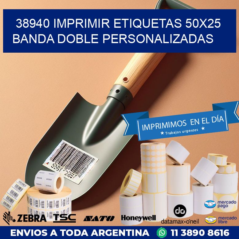 38940 IMPRIMIR ETIQUETAS 50X25 BANDA DOBLE PERSONALIZADAS