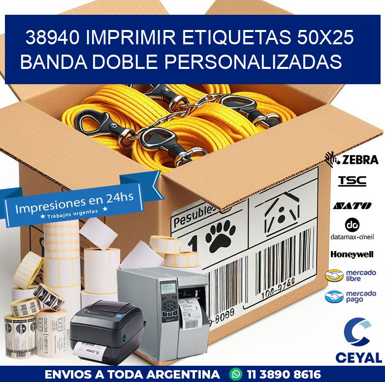38940 IMPRIMIR ETIQUETAS 50X25 BANDA DOBLE PERSONALIZADAS