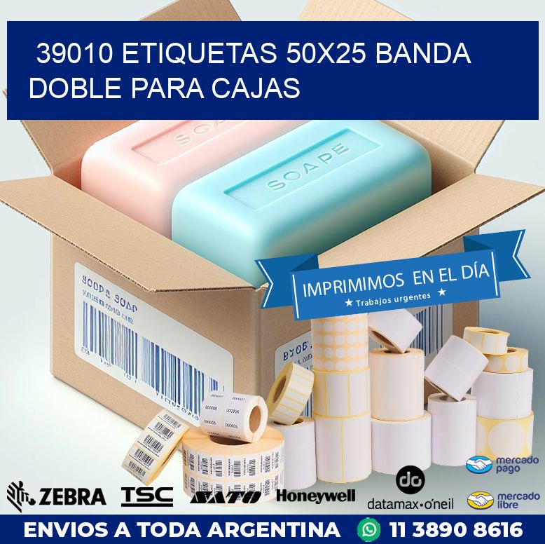 39010 ETIQUETAS 50X25 BANDA DOBLE PARA CAJAS