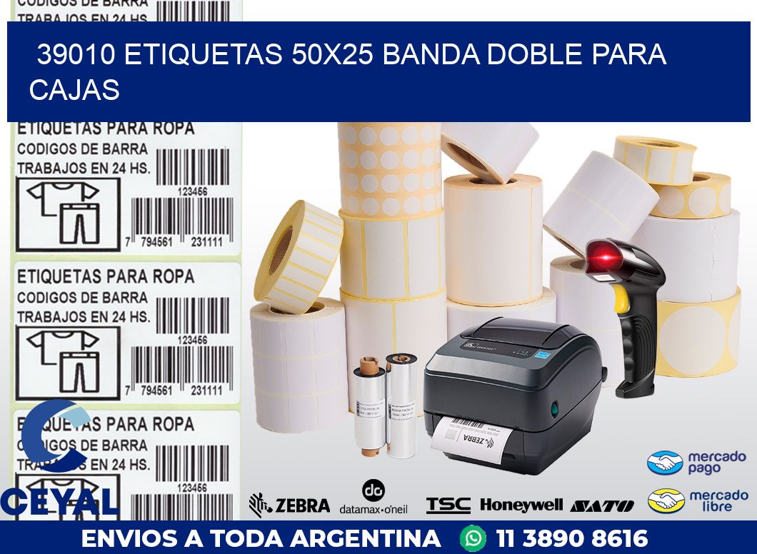 39010 ETIQUETAS 50X25 BANDA DOBLE PARA CAJAS