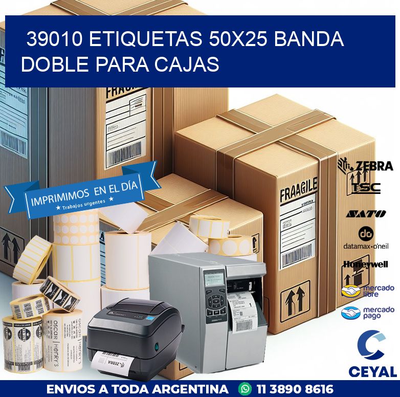 39010 ETIQUETAS 50X25 BANDA DOBLE PARA CAJAS