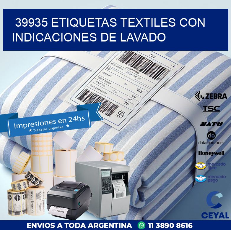 39935 ETIQUETAS TEXTILES CON INDICACIONES DE LAVADO