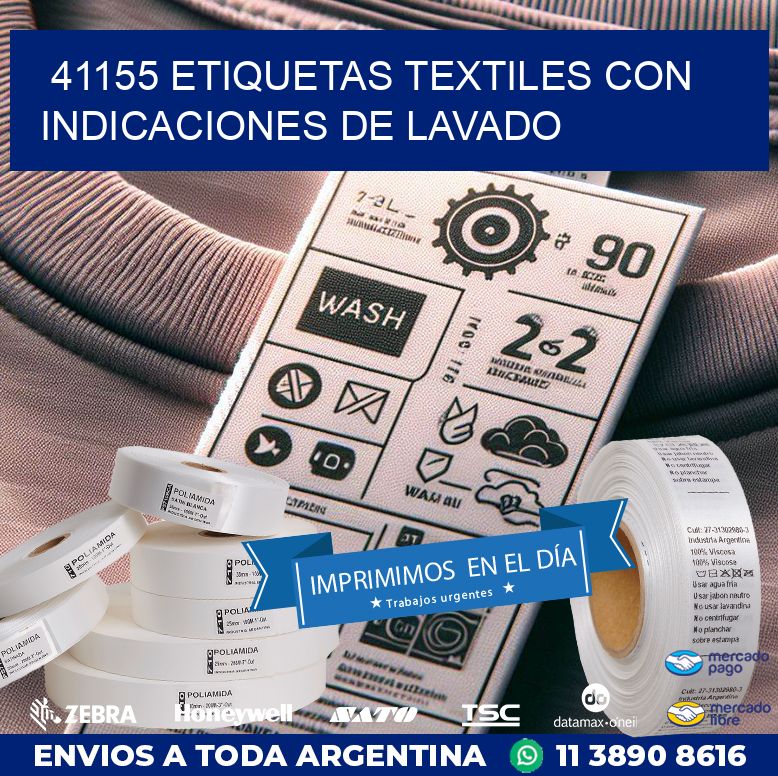 41155 ETIQUETAS TEXTILES CON INDICACIONES DE LAVADO
