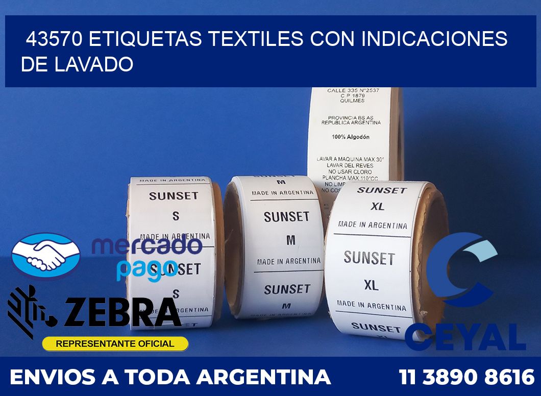 43570 ETIQUETAS TEXTILES CON INDICACIONES DE LAVADO