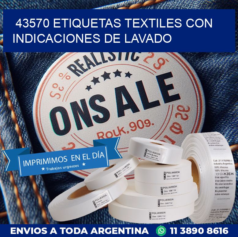 43570 ETIQUETAS TEXTILES CON INDICACIONES DE LAVADO