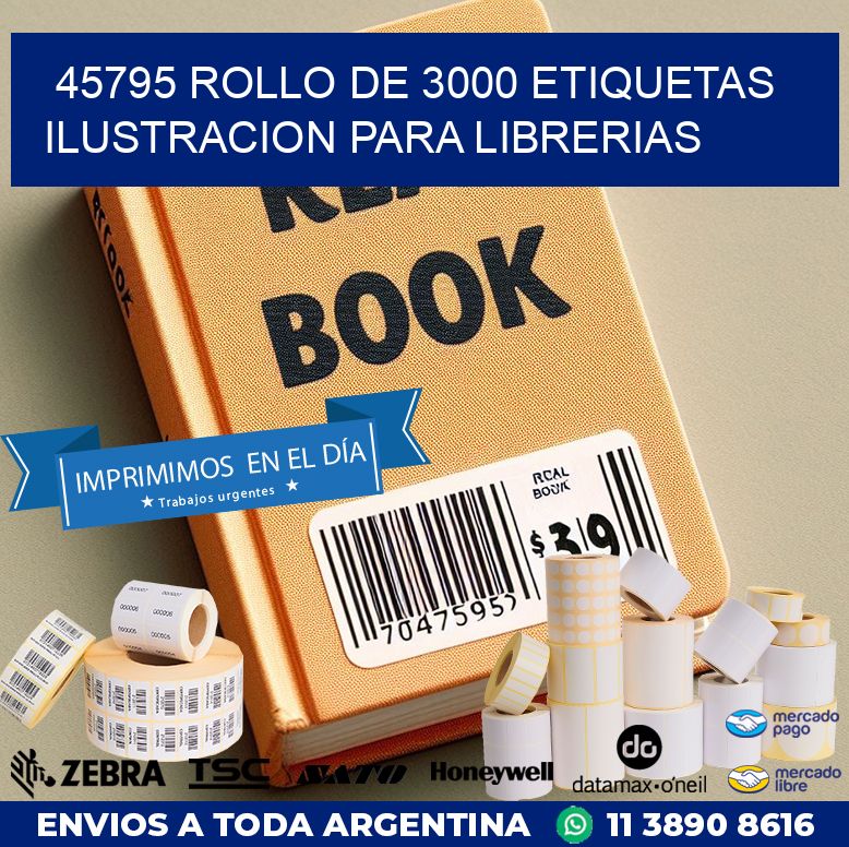 45795 ROLLO DE 3000 ETIQUETAS ILUSTRACION PARA LIBRERIAS