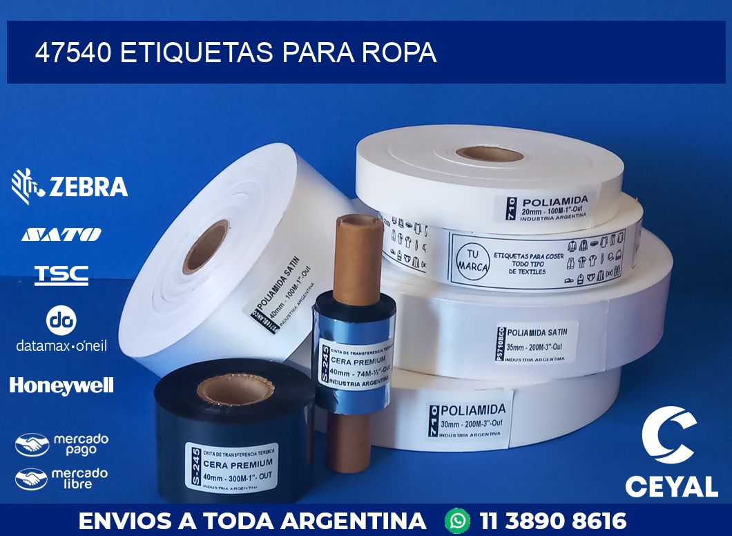 47540 ETIQUETAS PARA ROPA