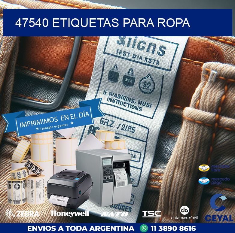 47540 ETIQUETAS PARA ROPA