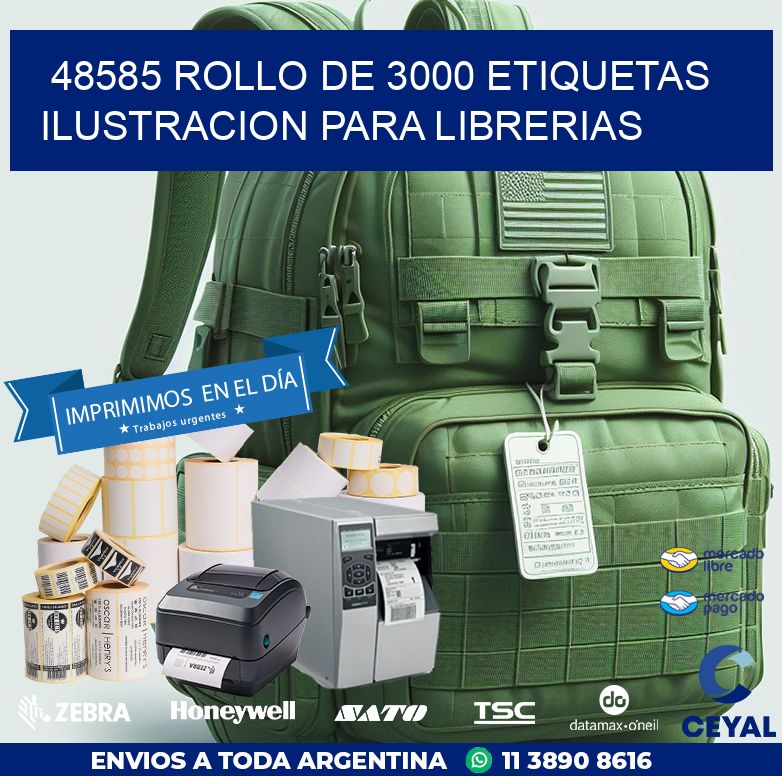 48585 ROLLO DE 3000 ETIQUETAS ILUSTRACION PARA LIBRERIAS