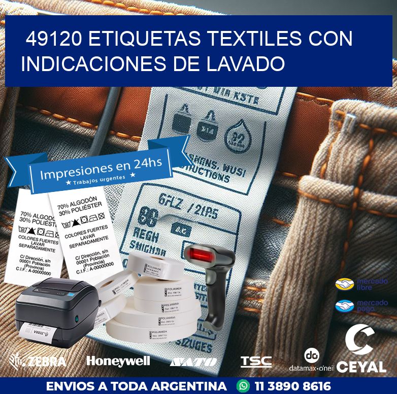 49120 ETIQUETAS TEXTILES CON INDICACIONES DE LAVADO