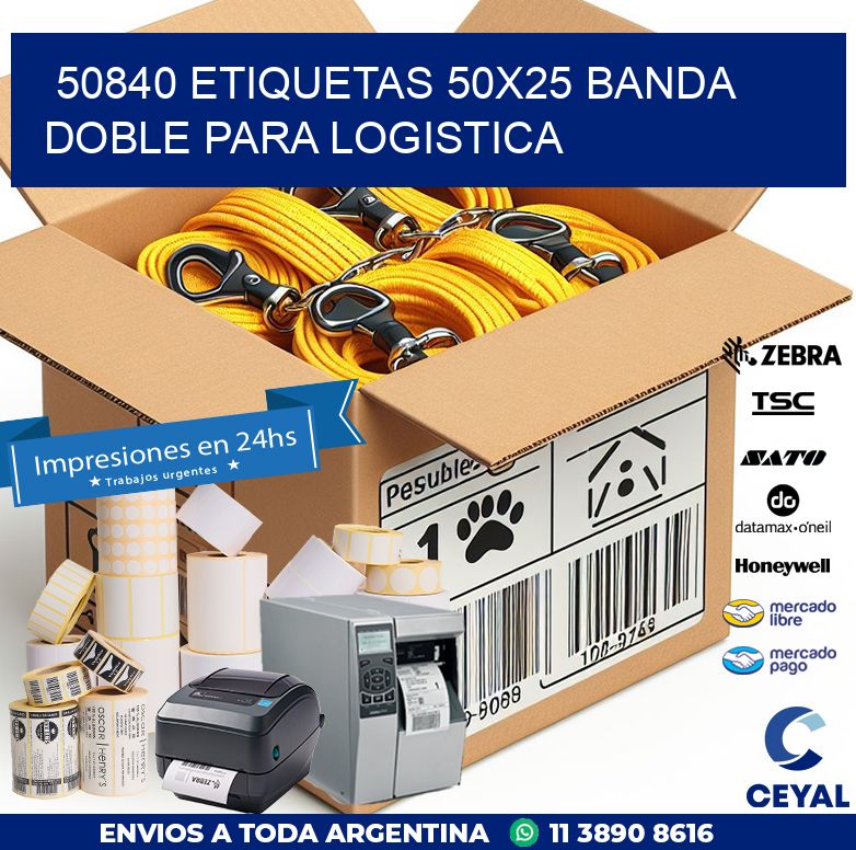 50840 ETIQUETAS 50X25 BANDA DOBLE PARA LOGISTICA