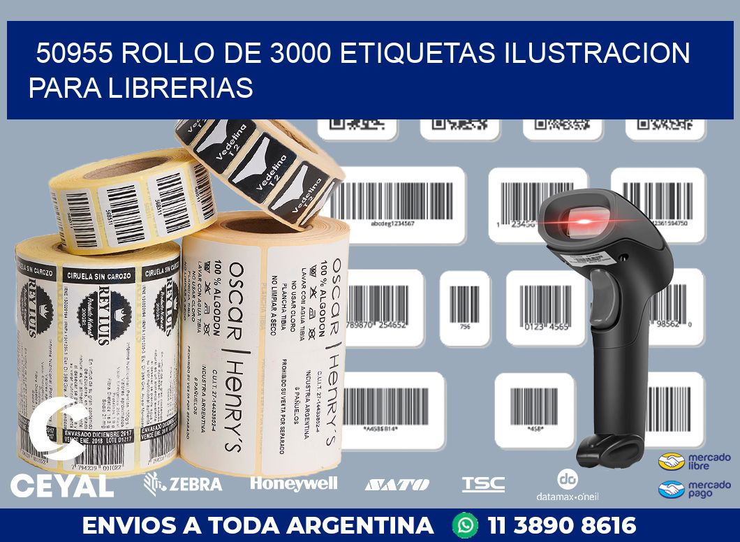 50955 ROLLO DE 3000 ETIQUETAS ILUSTRACION PARA LIBRERIAS