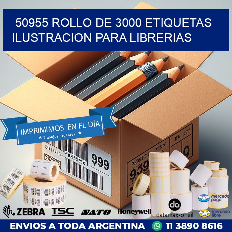 50955 ROLLO DE 3000 ETIQUETAS ILUSTRACION PARA LIBRERIAS