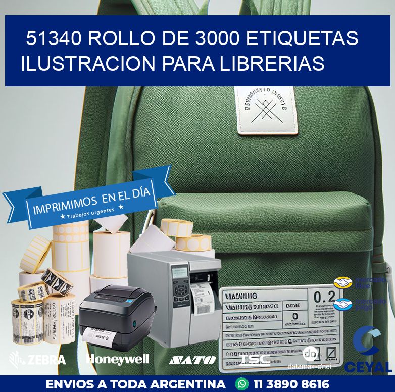 51340 ROLLO DE 3000 ETIQUETAS ILUSTRACION PARA LIBRERIAS