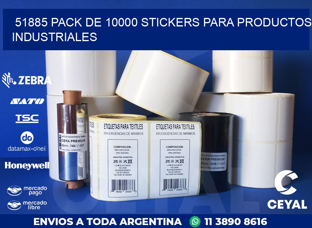 51885 PACK DE 10000 STICKERS PARA PRODUCTOS INDUSTRIALES