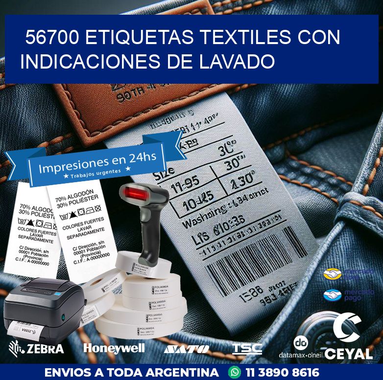 56700 ETIQUETAS TEXTILES CON INDICACIONES DE LAVADO