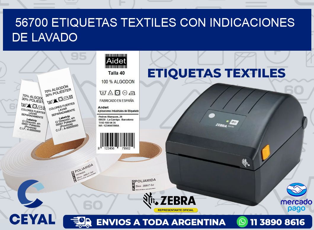 56700 ETIQUETAS TEXTILES CON INDICACIONES DE LAVADO