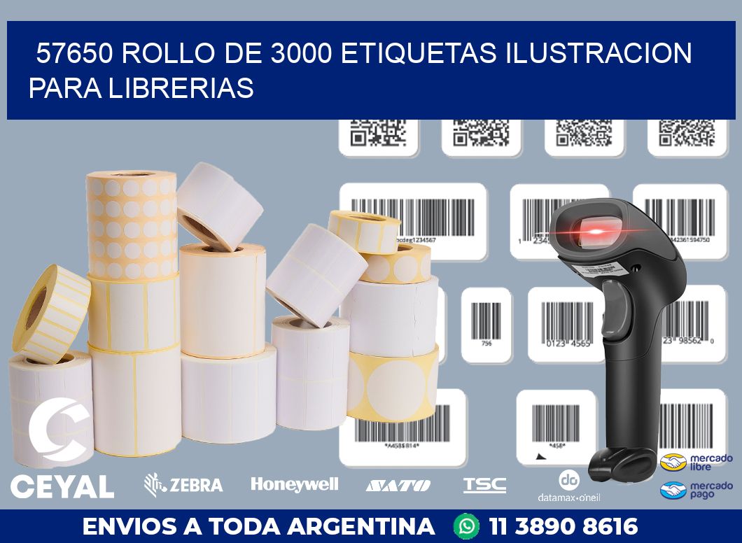 57650 ROLLO DE 3000 ETIQUETAS ILUSTRACION PARA LIBRERIAS