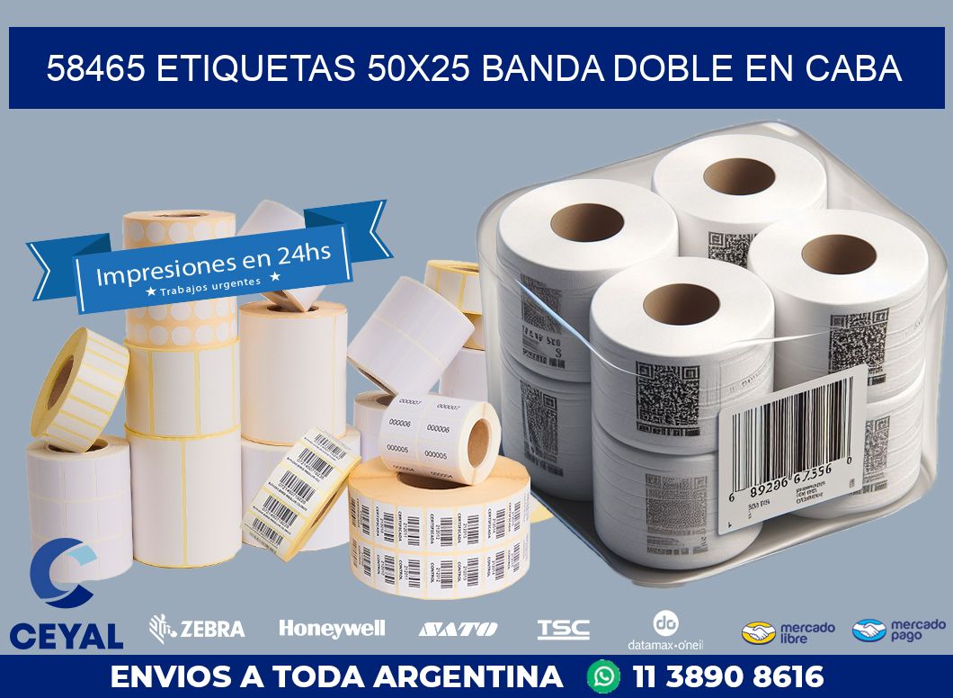 58465 ETIQUETAS 50X25 BANDA DOBLE EN CABA