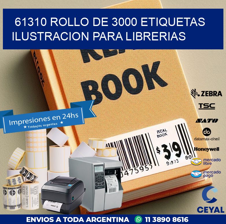 61310 ROLLO DE 3000 ETIQUETAS ILUSTRACION PARA LIBRERIAS