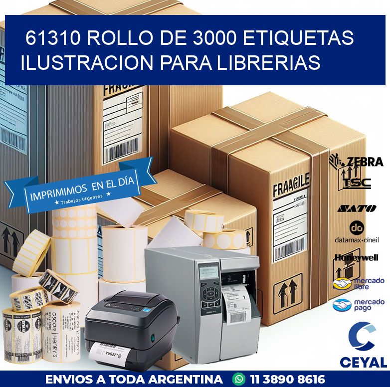 61310 ROLLO DE 3000 ETIQUETAS ILUSTRACION PARA LIBRERIAS