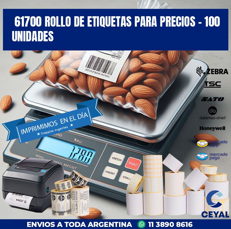 61700 ROLLO DE ETIQUETAS PARA PRECIOS - 100 UNIDADES