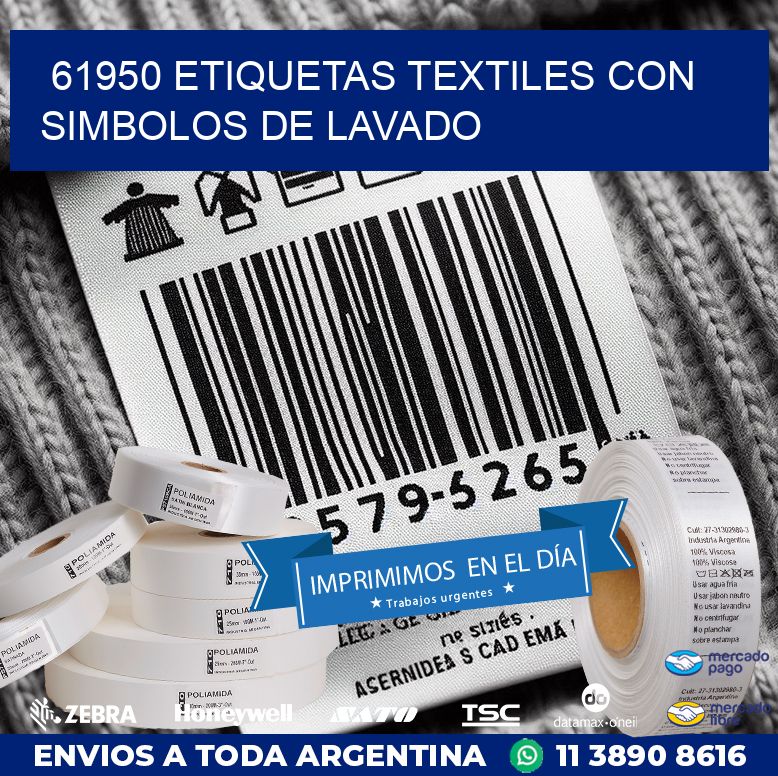 61950 ETIQUETAS TEXTILES CON SIMBOLOS DE LAVADO